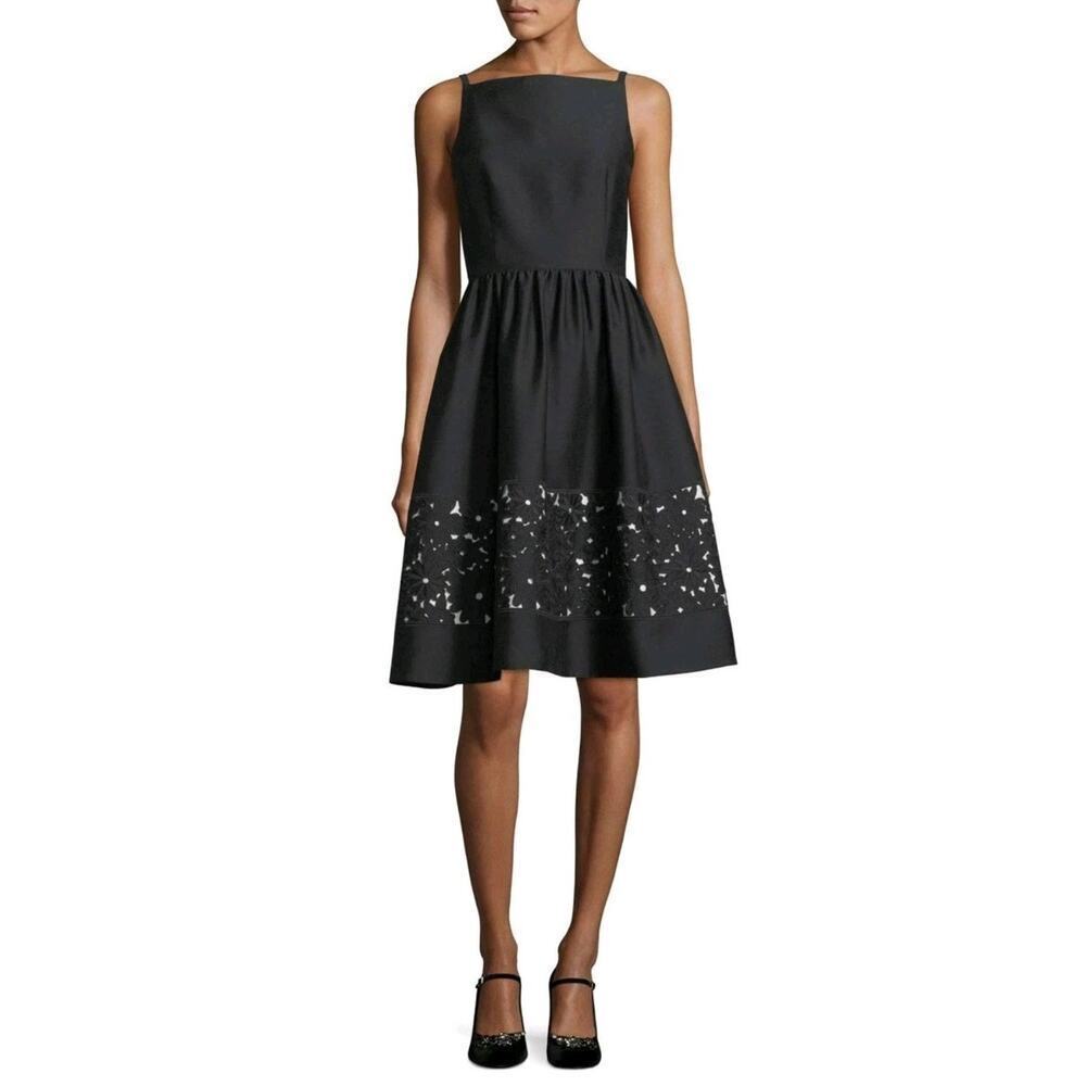 Kate Spade Lace Cutout Panel Fit & Flare Dress Baja Bound Black 4 Cocktail Event
